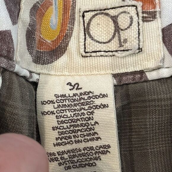 OP Ocean Pacific Green Plaid Utility Shorts Mens Size 32 Bermuda - Picture 6 of 6